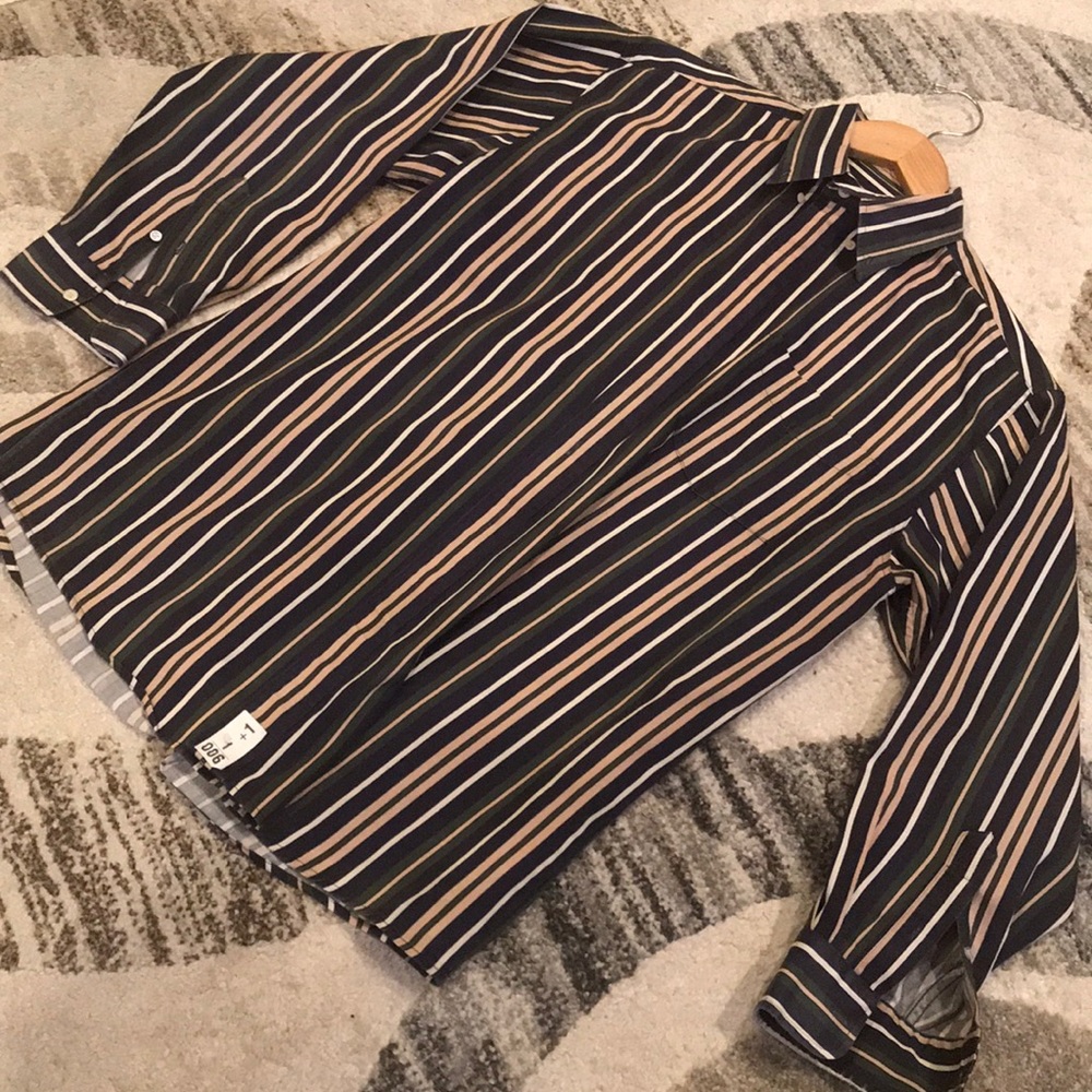 Striped Button Up shirt | blue & green